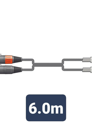Citronic Classic Audio Lead 2 XLR Female - 2 RCA Plugs 6.0m Citronic