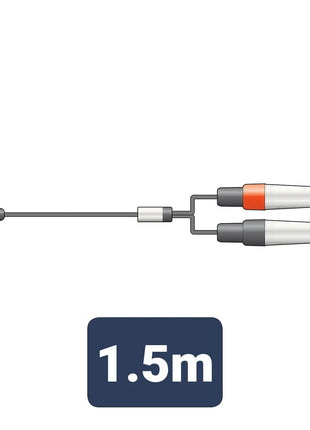 Citronic Classic Audio Lead 3.5mm Stereo Jack - 2 Mono Jack Plugs 1.5m Citronic