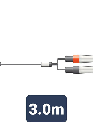 Citronic Classic Audio Lead 3.5mm Stereo Jack - 2 Mono Jack Plugs 3.0m Citronic