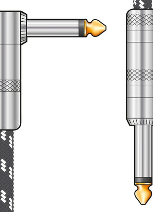 Citronic Braid Guitar Lead R/A Blk/Wht 3m Citronic