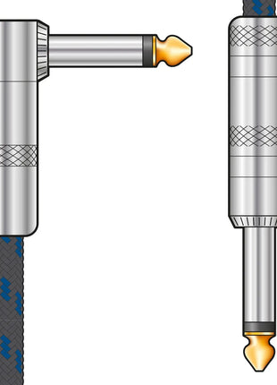 Citronic Braid Guitar Lead R/A Blue/Black 3m Citronic