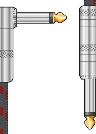 Citronic Braid Guitar Lead R/A Black/Red 3m Citronic