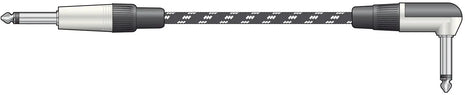 Citronic Classic Braided Right Angled Guitar Lead Black/White 3.0m Citronic