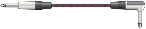 Citronic Classic Braided Right Angled Guitar Lead Black/Red 3.0m Citronic