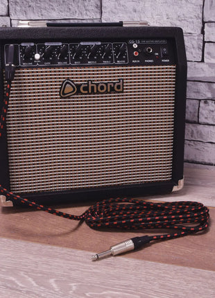 Citronic Classic Braided Right Angled Guitar Lead Black/Red 3.0m Citronic