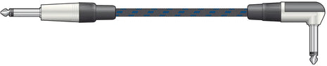 Citronic Classic Braided Right Angled Guitar Lead Black/Blue 6.0m Citronic