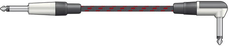 Citronic Classic Braided Right Angled Guitar Lead Black/Red 6.0m Citronic