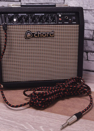 Citronic Classic Braided Right Angled Guitar Lead Black/Red 6.0m Citronic