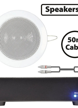 Adastra 4 x Mini Ceiling Speakers 3" with Compact 60W Slave Amp Adastra