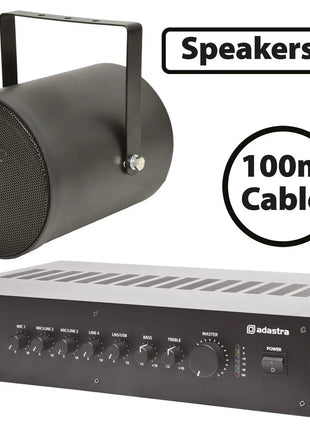 Adastra 3 x Black Sound Projectors with 60W Mixer-Amp Adastra