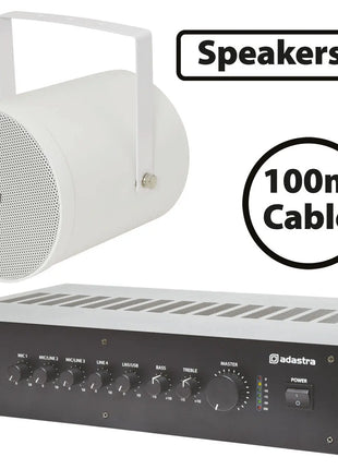 Adastra 6 x White Sound Projectors with 120W Mixer-Amp Adastra