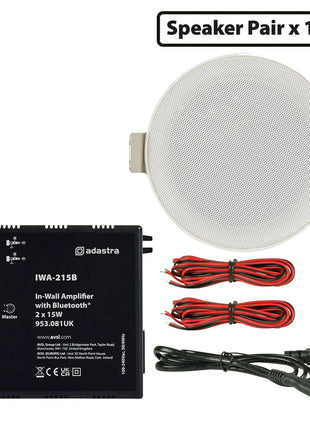 Adastra 2 x 3" Mini Ceiling Speakers & IWA215B In-wall Bluetooth Amp Adastra
