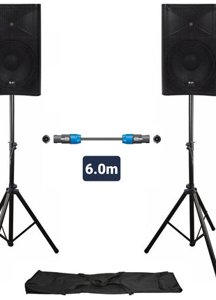 QTX QUEST-12 Two Speaker PA Setup with Stands & Lead QTX