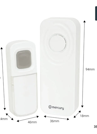 Mercury Wireless Waterproof Doorbell White Mercury