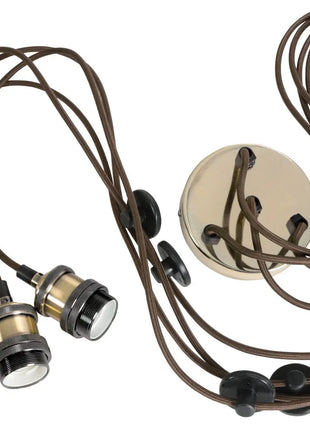 LYYT Quad E27 Pendant Cord Set Antique Brass LYYT