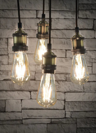 LYYT Quad E27 Pendant Cord Set Antique Brass LYYT