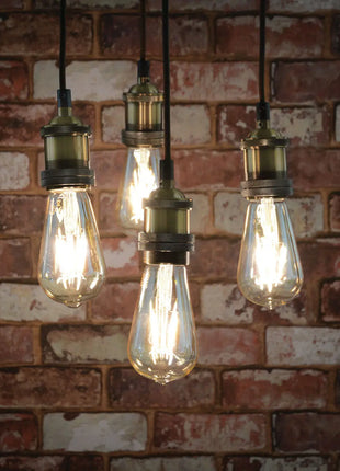 LYYT Quad E27 Pendant Cord Set Antique Brass LYYT