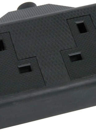 Mercury 2 gang 13A rubber extension socket, Black Mercury