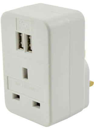 Mercury Plug through mains adaptor with dual USB ports Mercury