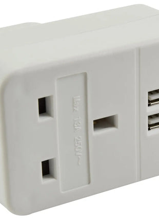 Mercury Plug through mains adaptor with dual USB ports Mercury