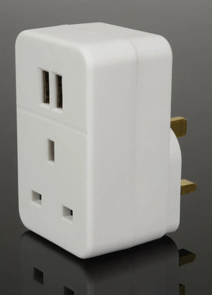 Mercury Plug through mains adaptor with dual USB ports Mercury