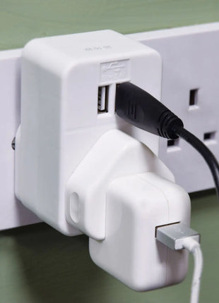 Mercury Plug through mains adaptor with dual USB ports Mercury