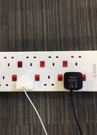 Mercury 8 gang 13A extension lead with anti-surge protection and 8 neon switches Mercury