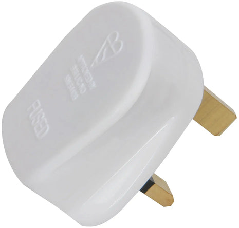 Mercury UK mains plug, 13A fuse, white Mercury