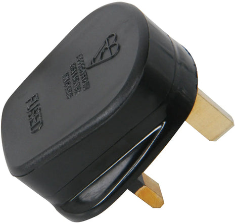 Mercury UK mains plug, 13A fuse, black Mercury
