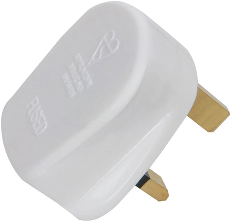 Mercury UK mains plug, 5A fuse, white Mercury