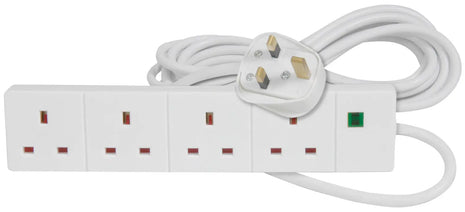 Mercury 4-way extension lead, surge protection, 5.0m Mercury