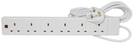 Mercury 6-way extension lead, neon, 5.0m Mercury