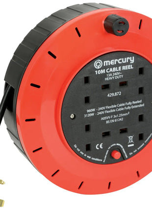 Mercury 4-Gang Extension Reel with Thermal Cut-Out 10m Mercury