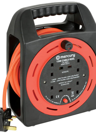 Mercury 4-Gang Extension Reel with Thermal Cut-Out 15m Mercury