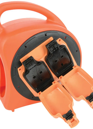 2-Gang 20m Weatherproof Garden Extension Reel Weatherproof Cable Reel Mercury