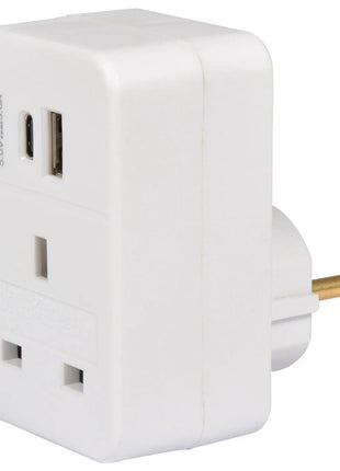 Mercury UK to EU Travel Adaptor USBA+C Mercury