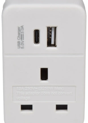 Mercury UK to EU Travel Adaptor USBA+C Mercury