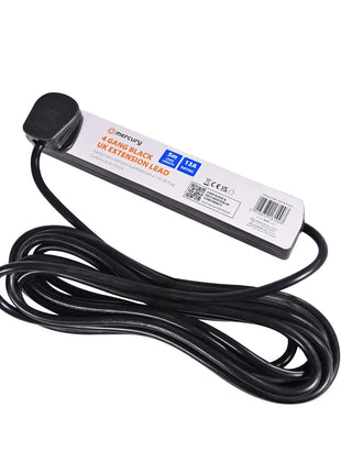 Mercury UK 4-Gang Extension Lead Black 5.0m Mercury