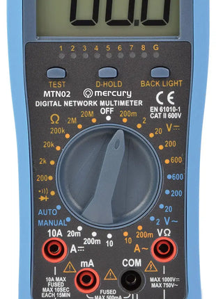 Mercury Professional Digital Multimeter with Network and USB Cable Tester Mercury