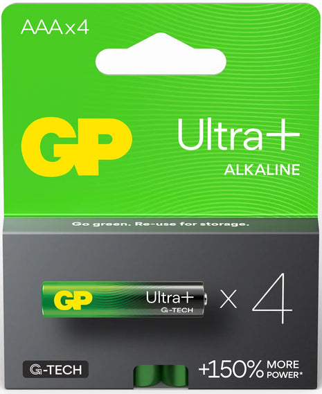 GP AAA Ultra+ Alkaline Battery AAA 1.5V 4 Pack GP