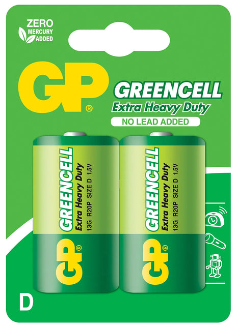 GP D Zinc Chloride Battery D 1.5V 2 Pack GP