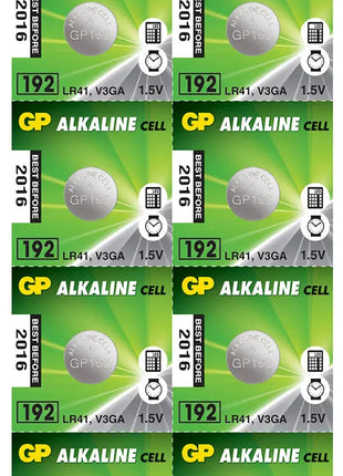 GP LR41 Alkaline Button Cell 10 Pack GP