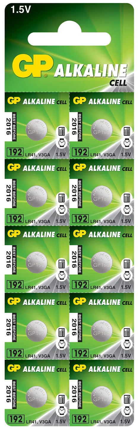 GP LR41 Alkaline Button Cell 10 Pack GP