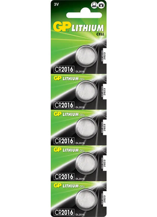 GP CR2016 3V 80mAh 1.6 x 20mmØ 5 Pack GP