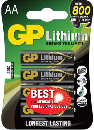 GP AA Lithium Battery 4 Pack GP
