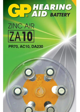 GP PR70 (ZA10 ) Yellow 1.4V 75mAh 3.6x5.8mmØ 6 Pack GP