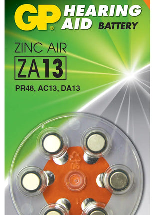 GP PR48 (ZA13) Orange 1.4V 230mAh 5.4x7.9mmØ 6 Pack GP