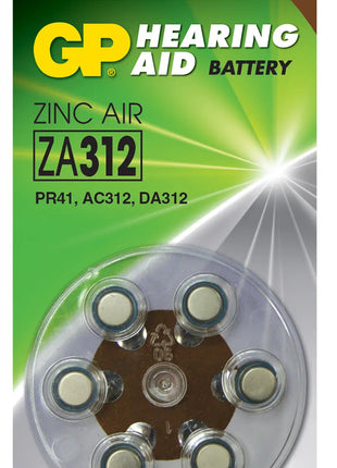 GP PR41 (ZA312) Brown 1.4V 125mAh 3.6x7.9mmØ 6 Pack GP