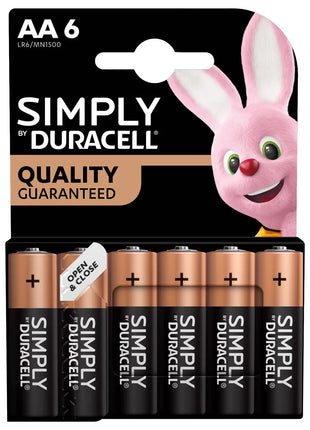 Duracell AA Simply Duracell Alkaline Batteries 6 Pack Duracell