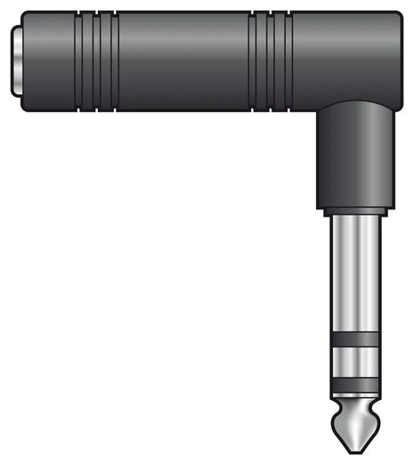 QTX Adaptor 6.3mm RA Stereo Jack Plug - 6.3mm Stereo Jack Socket QTX